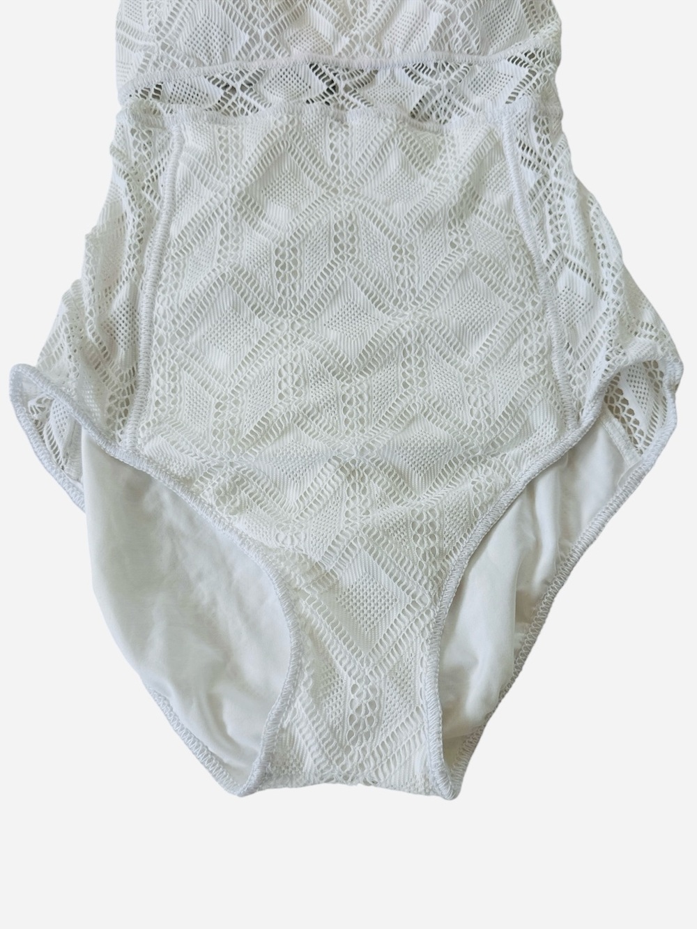 New BECCA Adeline Asymmetrical Crochet One Piece Swimsuit - Picture 8 of 12